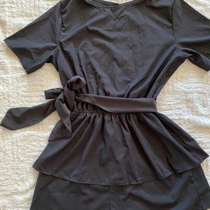 Black Soft Romper with Slit Opened Back Sized M